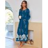 image:imageEkouaer Women Long House Coat Zipper Front Robes Full Length Nightgowns with Pockets Striped Loungewear S4XLBlue White Floral