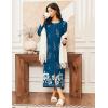 image:imageEkouaer Women Long House Coat Zipper Front Robes Full Length Nightgowns with Pockets Striped Loungewear S4XLBlue White Floral