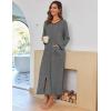image:imageEkouaer Women Long House Coat Zipper Front Robes Full Length Nightgowns with Pockets Striped Loungewear S4XLDark Grey