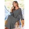 image:imageEkouaer Women Long House Coat Zipper Front Robes Full Length Nightgowns with Pockets Striped Loungewear S4XLDark Grey