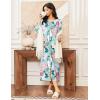 image:imageEkouaer Women Long House Coat Zipper Front Robes Full Length Nightgowns with Pockets Striped Loungewear S4XLGreen Floral