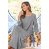 image:imageEkouaer Women Long House Coat Zipper Front Robes Full Length Nightgowns with Pockets Striped Loungewear S4XLLight Grey