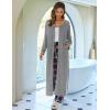 image:imageEkouaer Women Long House Coat Zipper Front Robes Full Length Nightgowns with Pockets Striped Loungewear S4XLLight Grey