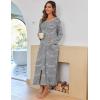 image:imageEkouaer Women Long House Coat Zipper Front Robes Full Length Nightgowns with Pockets Striped Loungewear S4XLLight Grey Stripes