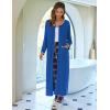 image:imageEkouaer Women Long House Coat Zipper Front Robes Full Length Nightgowns with Pockets Striped Loungewear S4XLNavy