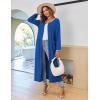 image:imageEkouaer Women Long House Coat Zipper Front Robes Full Length Nightgowns with Pockets Striped Loungewear S4XLNavy
