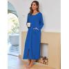 image:imageEkouaer Women Long House Coat Zipper Front Robes Full Length Nightgowns with Pockets Striped Loungewear S4XLNavy