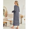 image:imageEkouaer Women Long House Coat Zipper Front Robes Full Length Nightgowns with Pockets Striped Loungewear S4XLNavy Blue Stripes