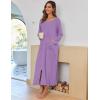 image:imageEkouaer Women Long House Coat Zipper Front Robes Full Length Nightgowns with Pockets Striped Loungewear S4XLPurple