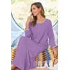 image:imageEkouaer Women Long House Coat Zipper Front Robes Full Length Nightgowns with Pockets Striped Loungewear S4XLPurple