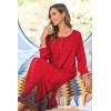 image:imageEkouaer Women Long House Coat Zipper Front Robes Full Length Nightgowns with Pockets Striped Loungewear S4XLRed Feather