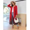 image:imageEkouaer Women Long House Coat Zipper Front Robes Full Length Nightgowns with Pockets Striped Loungewear S4XLRed Feather
