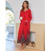 image:imageEkouaer Women Long House Coat Zipper Front Robes Full Length Nightgowns with Pockets Striped Loungewear S4XLRed Feather