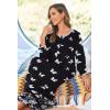 image:imageEkouaer Women Long House Coat Zipper Front Robes Full Length Nightgowns with Pockets Striped Loungewear S4XLWhite Butterfly