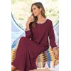 image:imageEkouaer Women Long House Coat Zipper Front Robes Full Length Nightgowns with Pockets Striped Loungewear S4XLWine Red