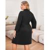 image:imageEkouaer Women Plus Size Robe Knee Length Lightweight Bathrobe Short Kimono Robes with Pockets Maternity RobeBlack