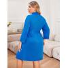 image:imageEkouaer Women Plus Size Robe Knee Length Lightweight Bathrobe Short Kimono Robes with Pockets Maternity RobeBlue