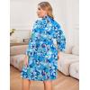 image:imageEkouaer Women Plus Size Robe Knee Length Lightweight Bathrobe Short Kimono Robes with Pockets Maternity RobeBlue Fower