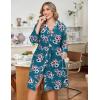 image:imageEkouaer Women Plus Size Robe Knee Length Lightweight Bathrobe Short Kimono Robes with Pockets Maternity RobeBlue Green Floral