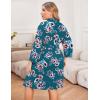 image:imageEkouaer Women Plus Size Robe Knee Length Lightweight Bathrobe Short Kimono Robes with Pockets Maternity RobeBlue Green Floral