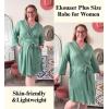image:imageEkouaer Women Plus Size Robe Knee Length Lightweight Bathrobe Short Kimono Robes with Pockets Maternity RobeCeladon Green