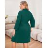 image:imageEkouaer Women Plus Size Robe Knee Length Lightweight Bathrobe Short Kimono Robes with Pockets Maternity RobeDark Green
