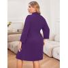 image:imageEkouaer Women Plus Size Robe Knee Length Lightweight Bathrobe Short Kimono Robes with Pockets Maternity RobeDeep Purple