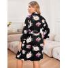 image:imageEkouaer Women Plus Size Robe Knee Length Lightweight Bathrobe Short Kimono Robes with Pockets Maternity RobeFloral Black