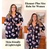image:imageEkouaer Women Plus Size Robe Knee Length Lightweight Bathrobe Short Kimono Robes with Pockets Maternity RobeFloral Black