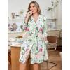 image:imageEkouaer Women Plus Size Robe Knee Length Lightweight Bathrobe Short Kimono Robes with Pockets Maternity RobeGreen Flower