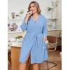image:imageEkouaer Women Plus Size Robe Knee Length Lightweight Bathrobe Short Kimono Robes with Pockets Maternity RobeLight Blue