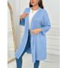 image:imageEkouaer Women Plus Size Robe Knee Length Lightweight Bathrobe Short Kimono Robes with Pockets Maternity RobeLight Blue