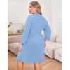 image:imageEkouaer Women Plus Size Robe Knee Length Lightweight Bathrobe Short Kimono Robes with Pockets Maternity RobeLight Blue