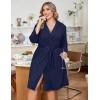 image:imageEkouaer Women Plus Size Robe Knee Length Lightweight Bathrobe Short Kimono Robes with Pockets Maternity RobeNavy