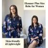 image:imageEkouaer Women Plus Size Robe Knee Length Lightweight Bathrobe Short Kimono Robes with Pockets Maternity RobeNavy Floral