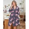 image:imageEkouaer Women Plus Size Robe Knee Length Lightweight Bathrobe Short Kimono Robes with Pockets Maternity RobePurple Flower