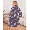 image:imageEkouaer Women Plus Size Robe Knee Length Lightweight Bathrobe Short Kimono Robes with Pockets Maternity RobePurple Flower