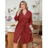 image:imageEkouaer Women Plus Size Robe Knee Length Lightweight Bathrobe Short Kimono Robes with Pockets Maternity RobeRed