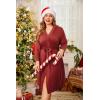 image:imageEkouaer Women Plus Size Robe Knee Length Lightweight Bathrobe Short Kimono Robes with Pockets Maternity RobeRed