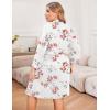 image:imageEkouaer Women Plus Size Robe Knee Length Lightweight Bathrobe Short Kimono Robes with Pockets Maternity RobeWhite Floral
