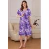 image:imageEkouaer Women Robe Zipper Front Mumu Duster Robes Zip Up Housecoat Soft Sleepwear with PocketsA Floral Purple