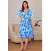 image:imageEkouaer Women Robe Zipper Front Mumu Duster Robes Zip Up Housecoat Soft Sleepwear with PocketsB Multi Aqua