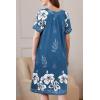 image:imageEkouaer Women Robe Zipper Front Mumu Duster Robes Zip Up Housecoat Soft Sleepwear with PocketsFloral Blue