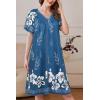 image:imageEkouaer Women Robe Zipper Front Mumu Duster Robes Zip Up Housecoat Soft Sleepwear with PocketsFloral Blue