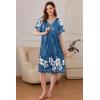 image:imageEkouaer Women Robe Zipper Front Mumu Duster Robes Zip Up Housecoat Soft Sleepwear with PocketsFloral Blue