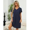 image:imageEkouaer Women Robe Zipper Front Mumu Duster Robes Zip Up Housecoat Soft Sleepwear with PocketsNavy Blue