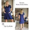 image:imageEkouaer Women Robe Zipper Front Mumu Duster Robes Zip Up Housecoat Soft Sleepwear with PocketsNavy Blue