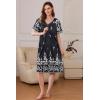 image:imageEkouaer Women Robe Zipper Front Mumu Duster Robes Zip Up Housecoat Soft Sleepwear with PocketsWhite Black Floral