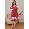 image:imageEkouaer Women Robe Zipper Front Mumu Duster Robes Zip Up Housecoat Soft Sleepwear with PocketsWine Red Floral