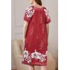 image:imageEkouaer Women Robe Zipper Front Mumu Duster Robes Zip Up Housecoat Soft Sleepwear with PocketsWine Red Floral